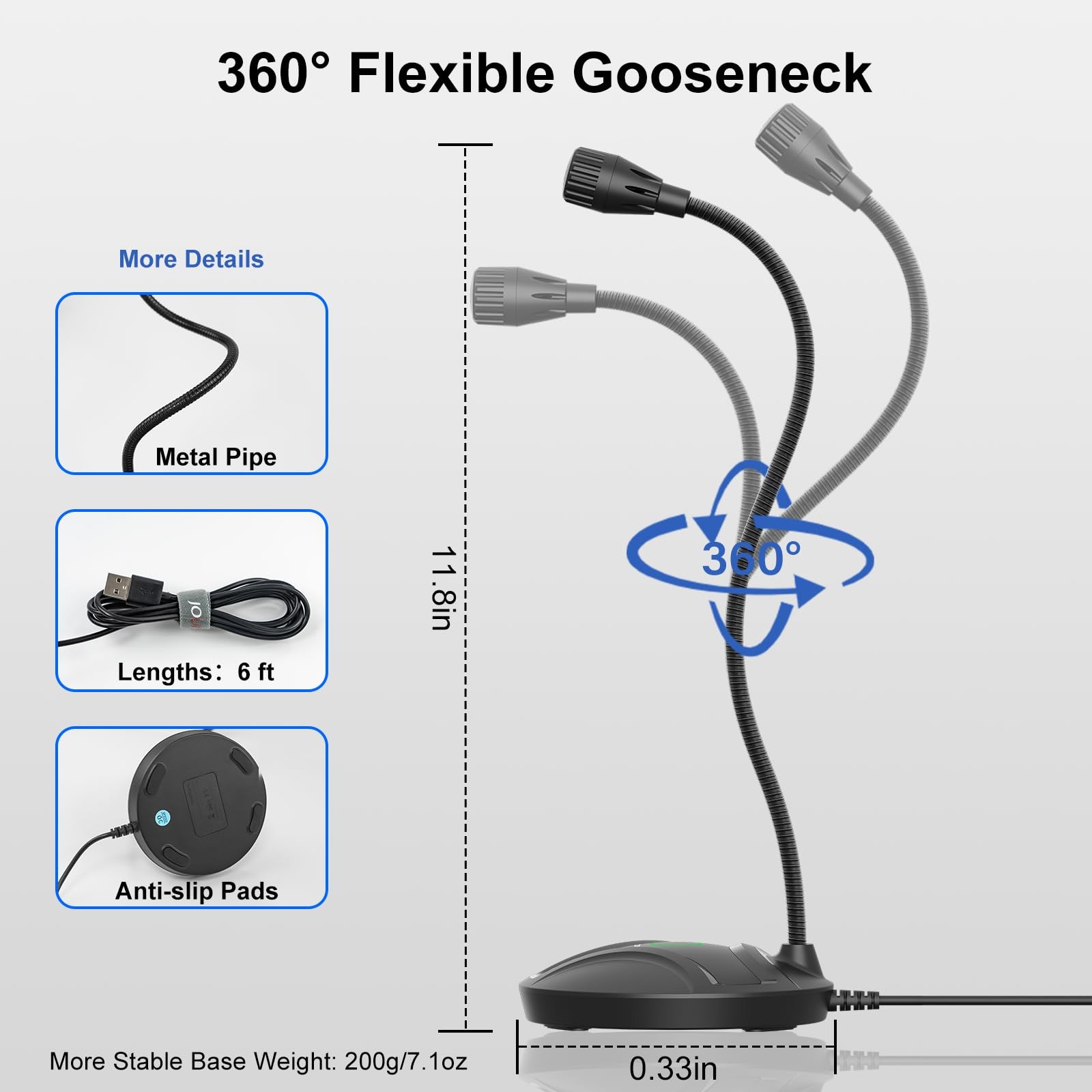 CMOCIIY Plug & Play USB Computer Microphone, Flexible Gooseneck & Mute Button…