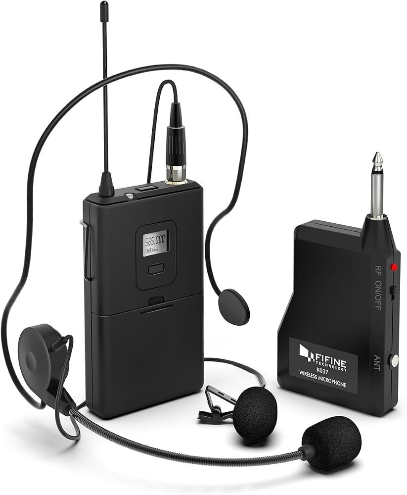 Fifine Technology K037B Blk Lavalier Headset Wireless Microphone System