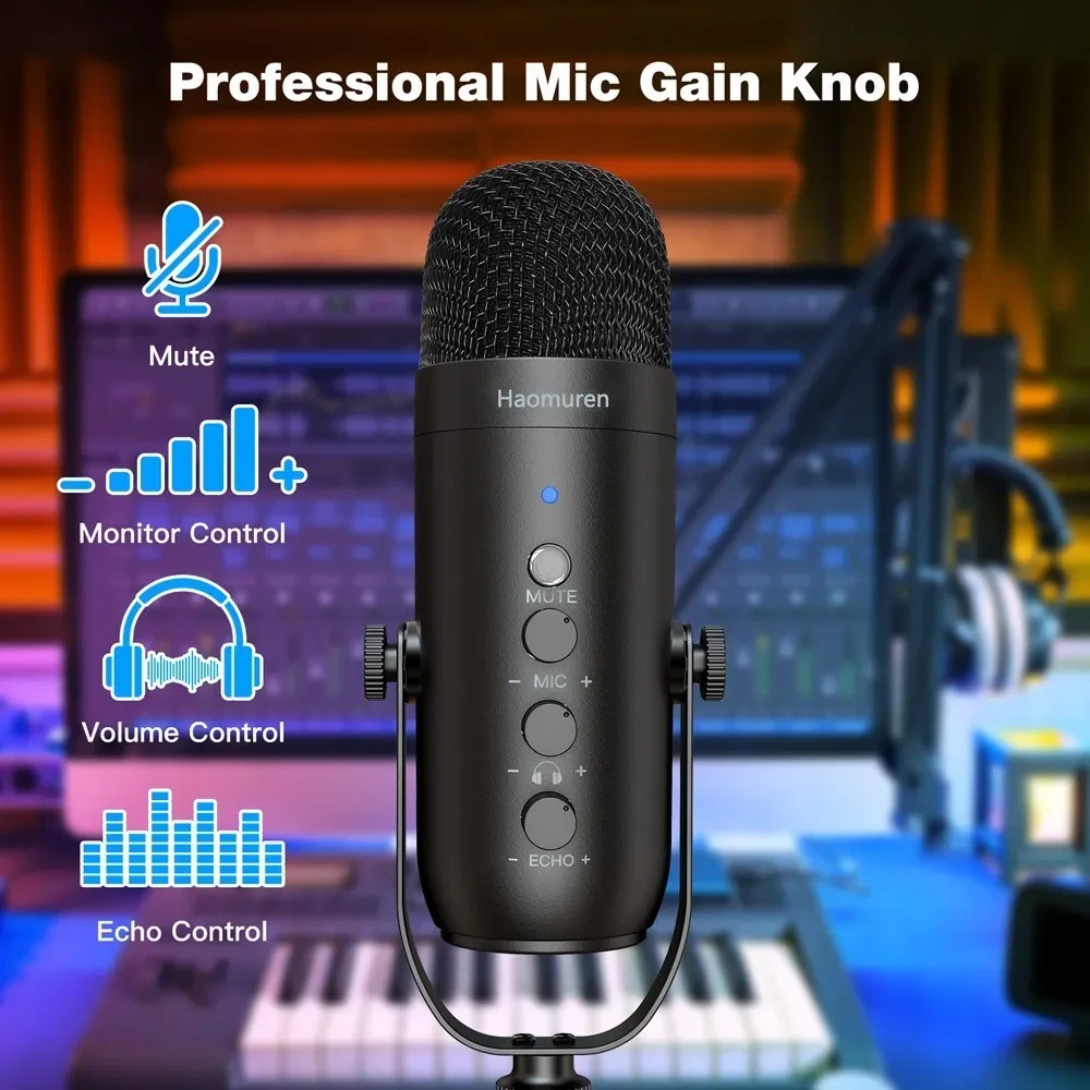 Professional USB Podcast Microphone Studio Mic Kit with Boom Arm