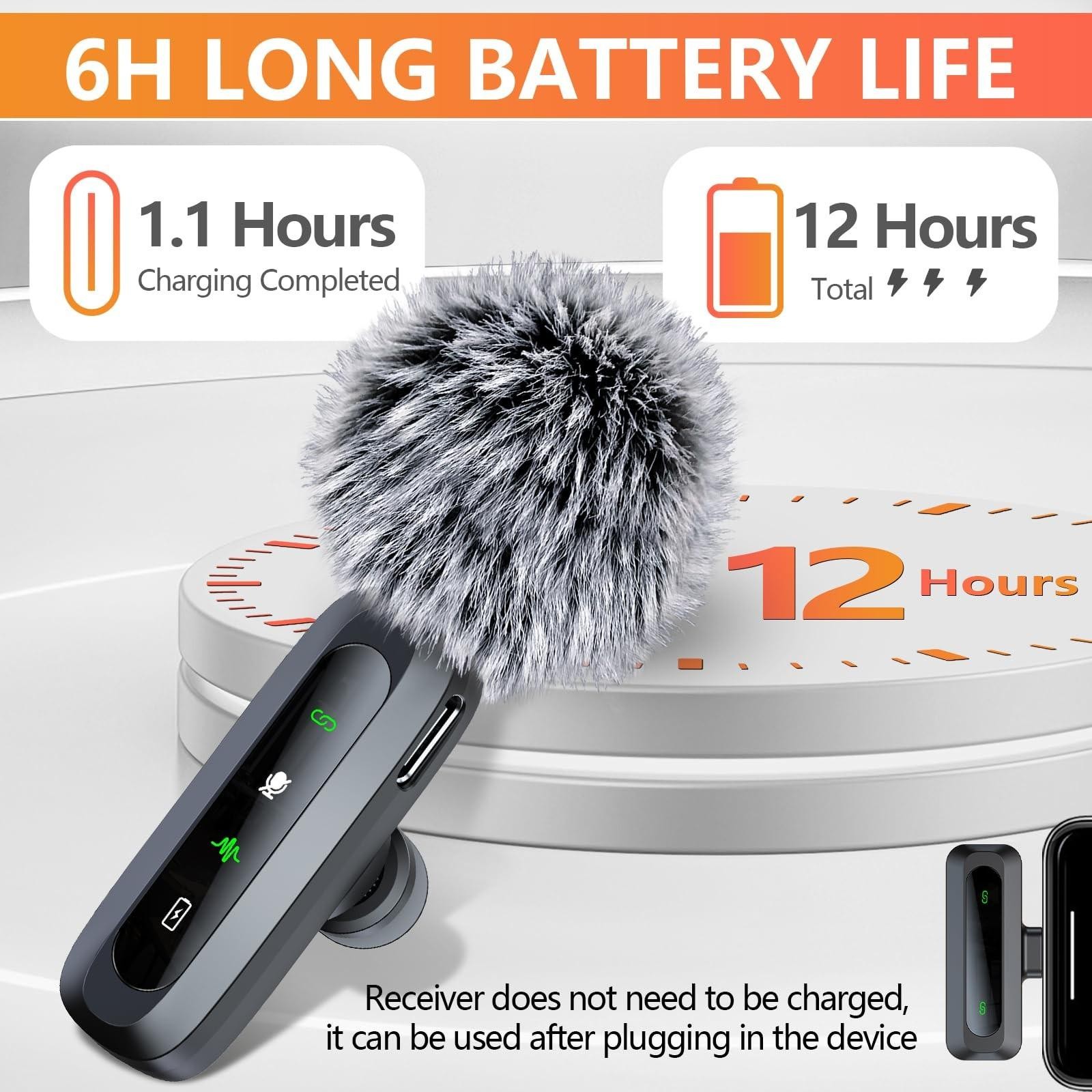 Wireless Microphone Mini Mic for Iphone/android Phone, LED Display Lavalier