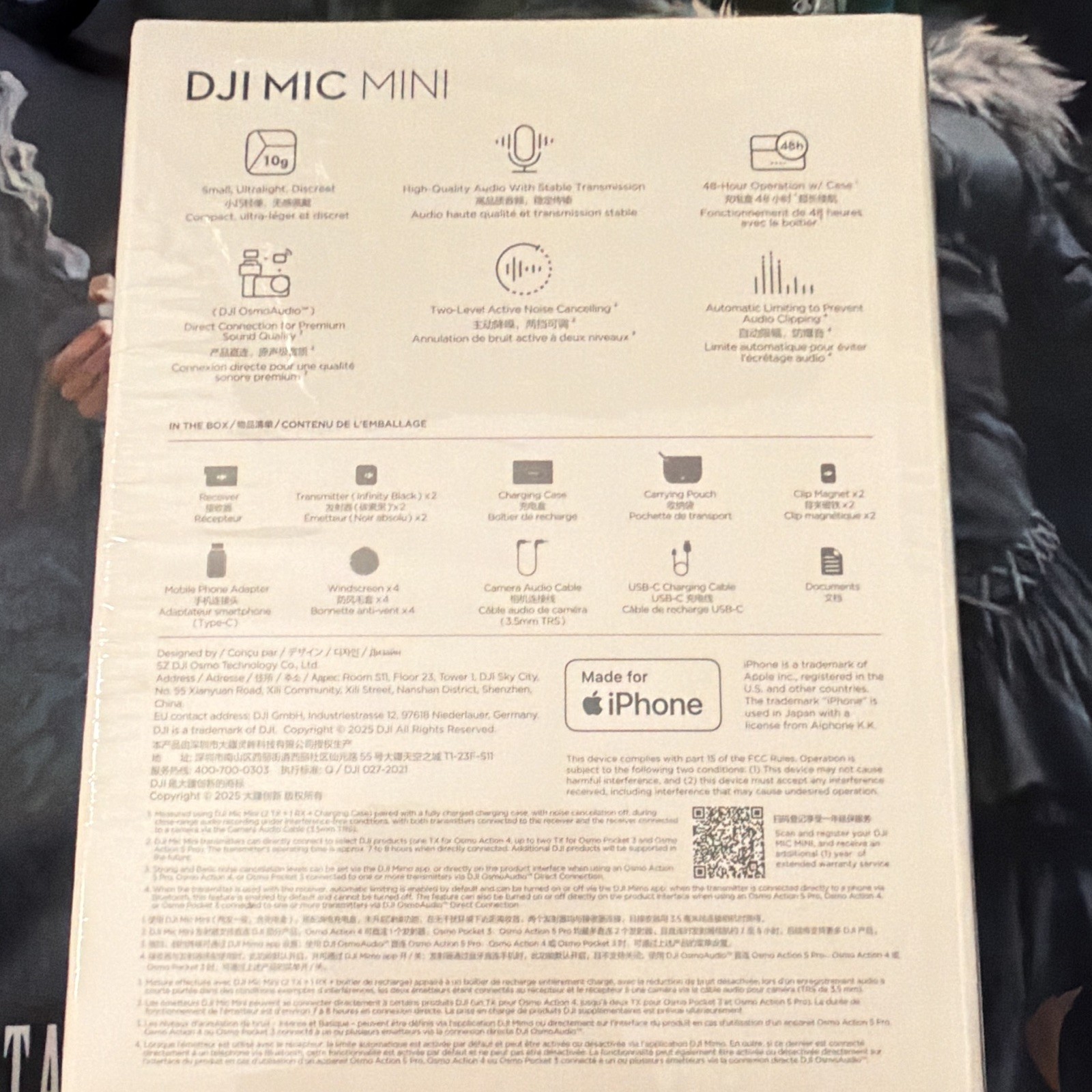 DJI Mic Mini Wireless Lavalier Microphone, Noise Cancelling, iPhone, Black