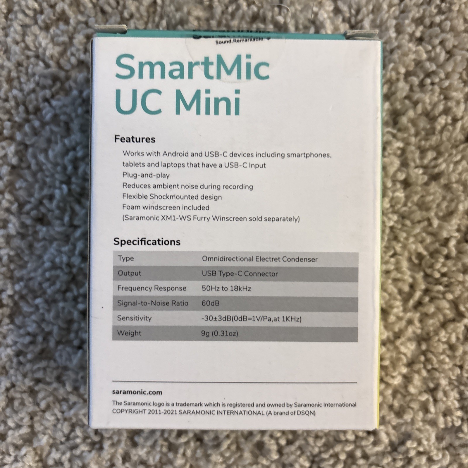 Saramonic SmartMic UC Mini USB C Microphone for Vlogging Audio Recording