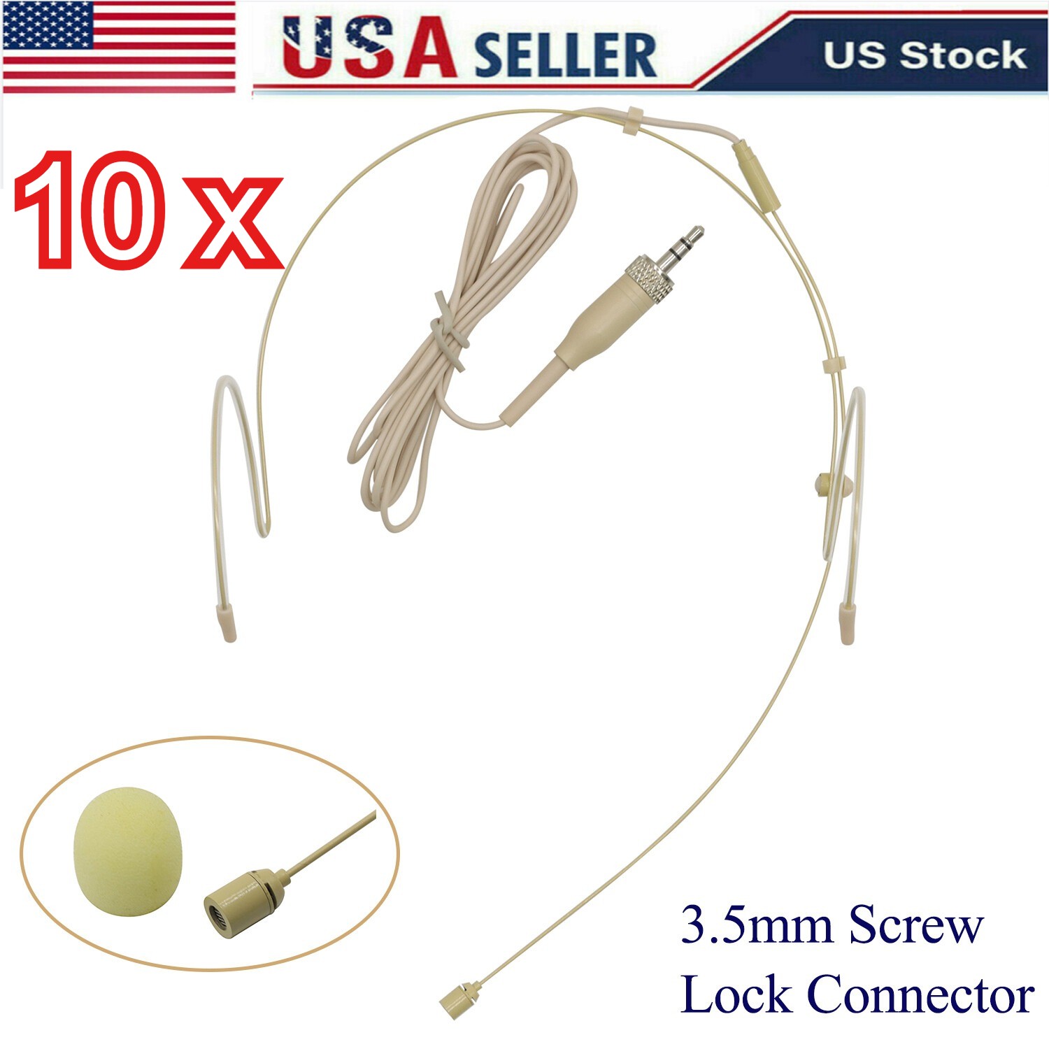 10x Microphone Headset Headworn Earset Mic for Sennheiser With 3.5mm Screw Lock