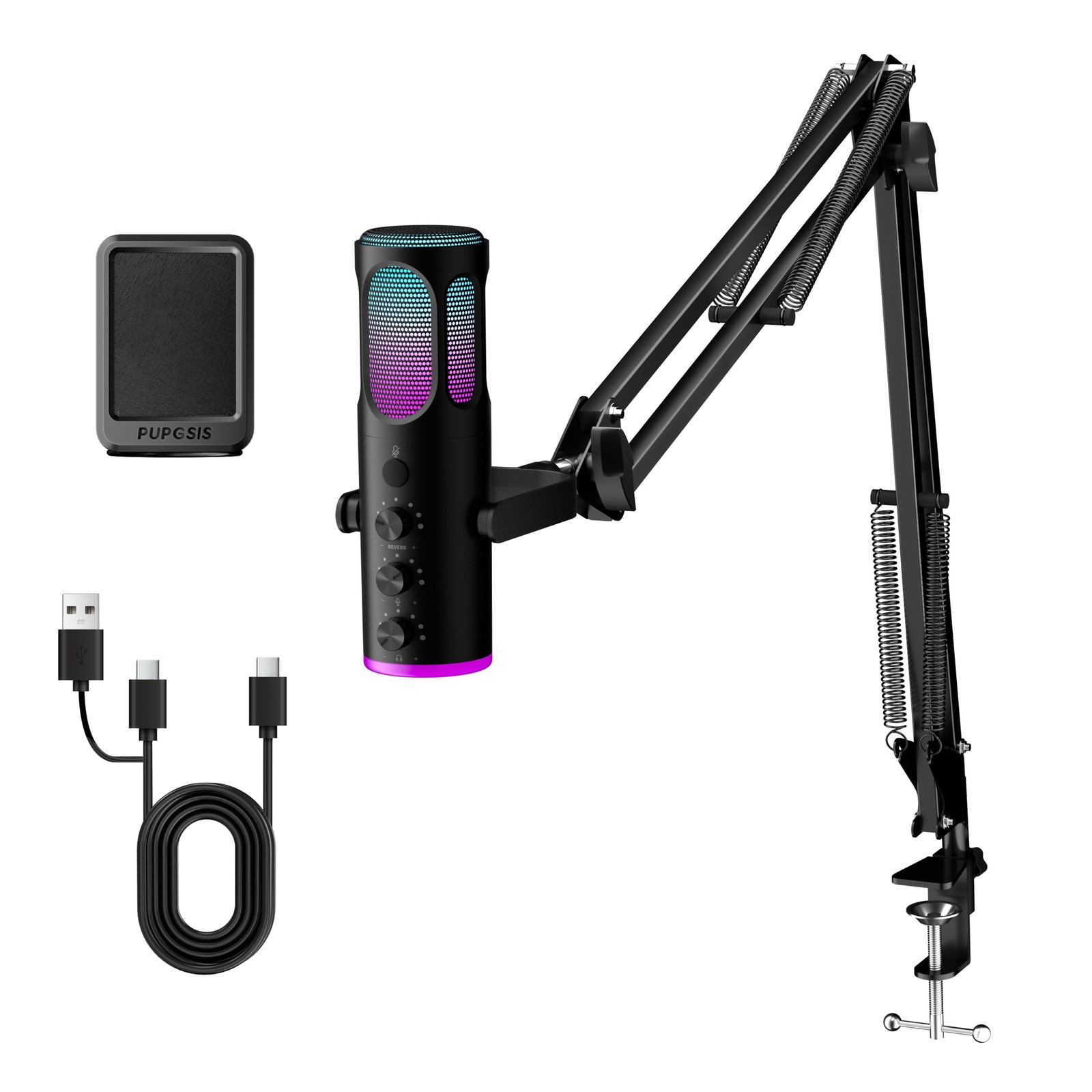 PUPGSIS Gaming Microphone for PC, USB Condenser Mic for PS4/5 and Mac, Noise …