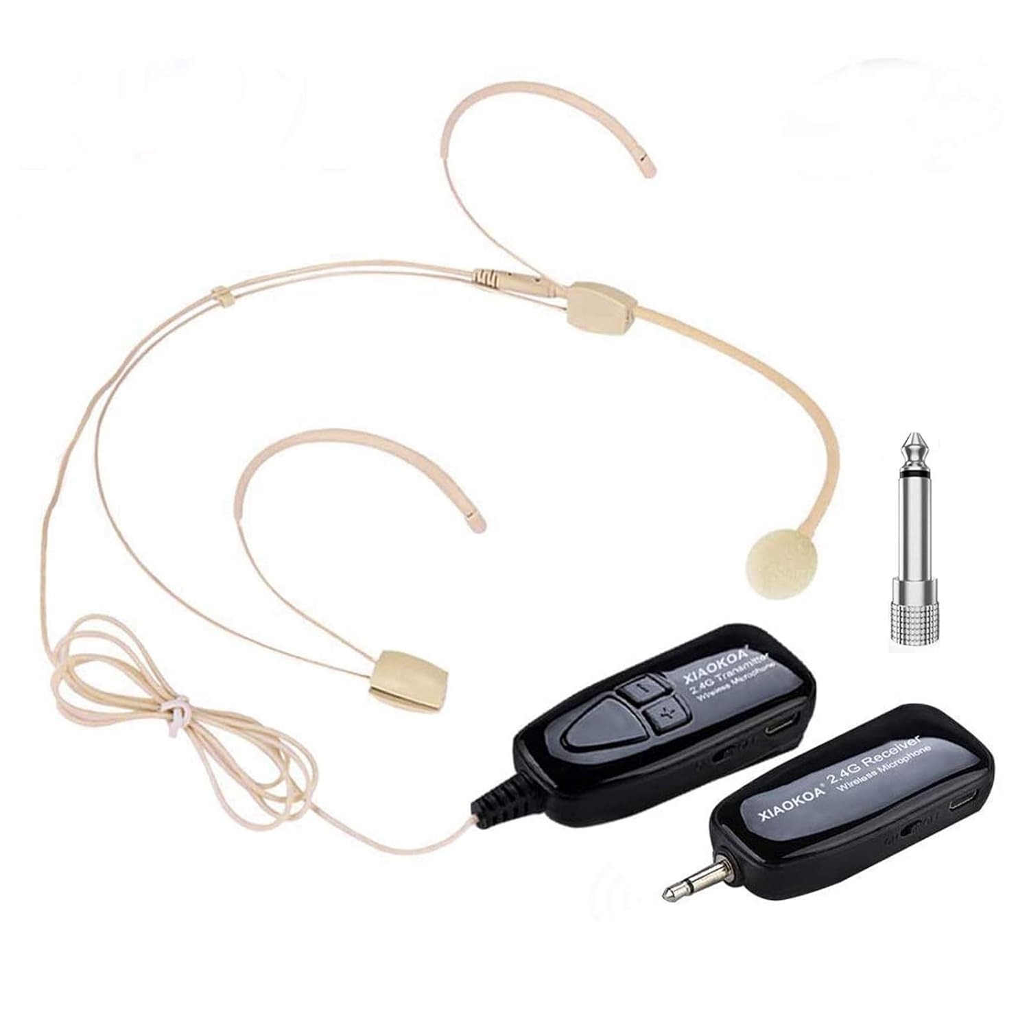 Wireless 4G Beige Headset Microphone 2.4G Skin Tone Headset Wireless Microphone