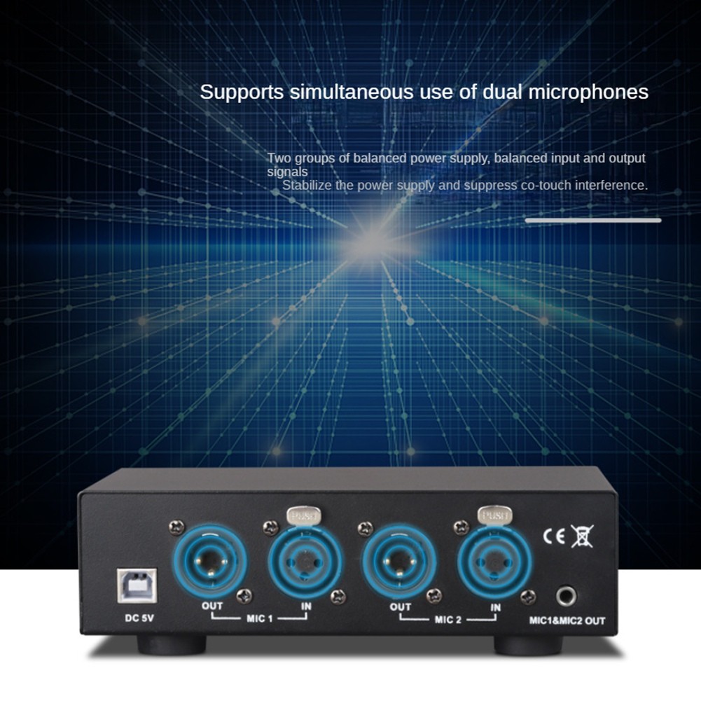 2 Channel 48V Phantom Supply, Universal Compact Phantom for Condenser7189