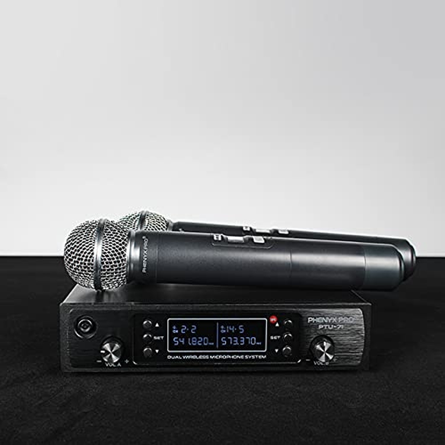Phenyx Pro Wireless Microphone System, Dual Wireless Mics,w/ 2 Handhelds, Aut…