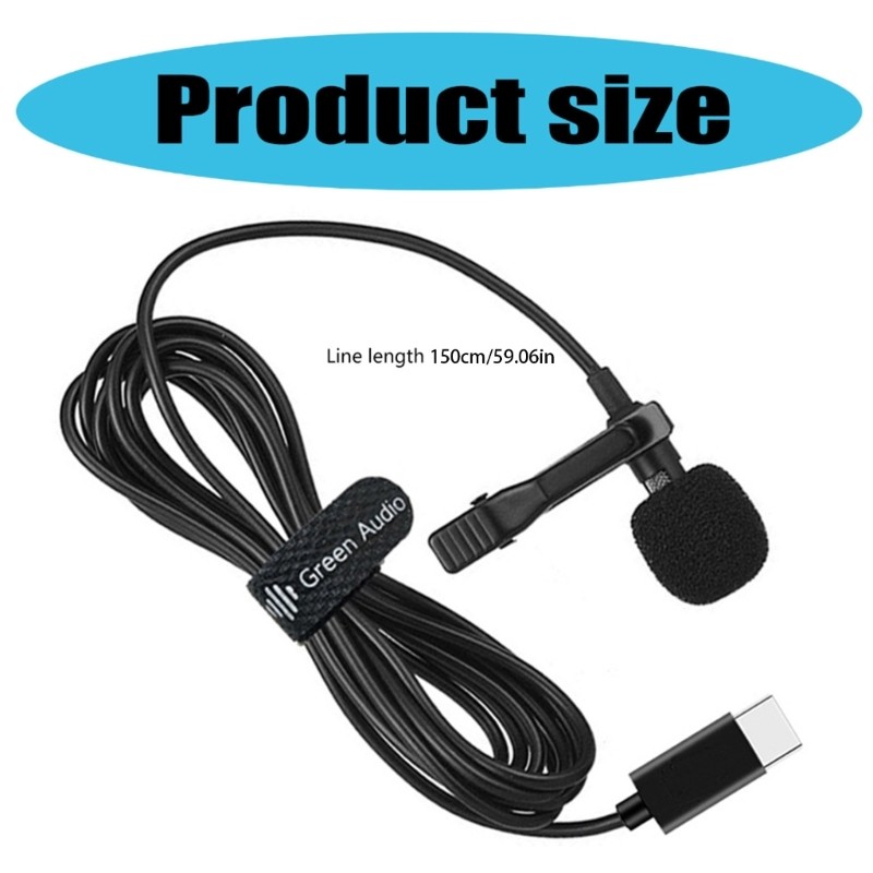 2m Cable Omnidirectional USB C Lapel Mic for PC Streaming and Video Conferencing