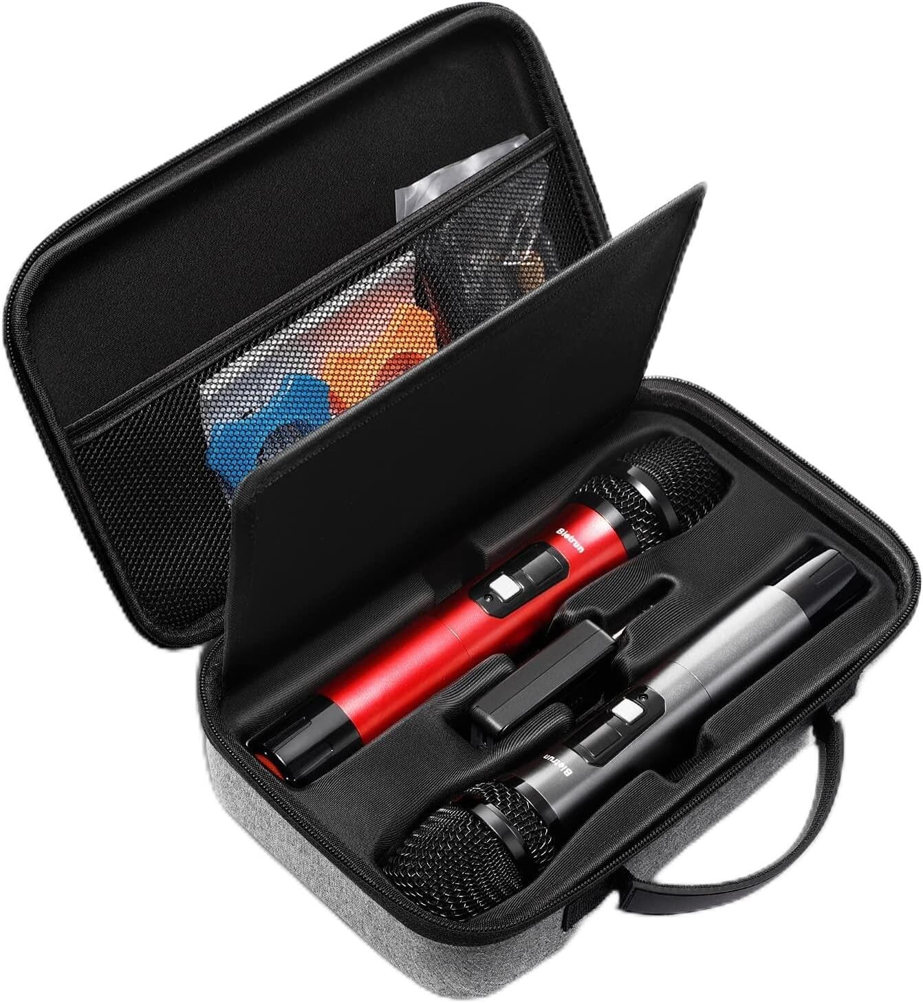 EVA Hard Shell Microphone Storage Case for Dual Wireless Mics with Accessories