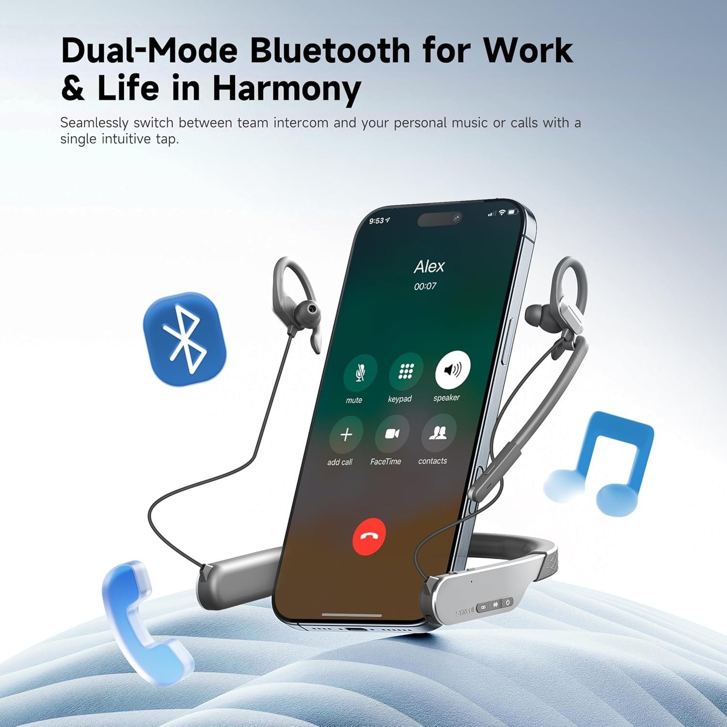 SYNCO XTALK S2 2 Users Wireless Intercom Headset System with Dual-Mode Bluetooth