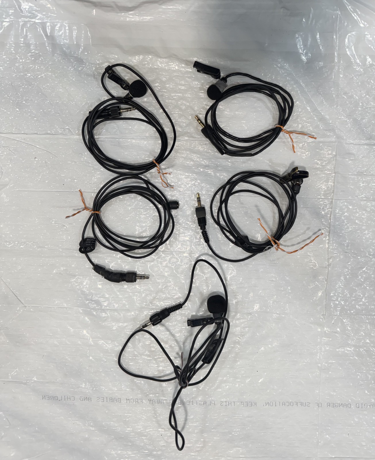 Lot of 5 Sony ECM44BMP Condenser Lavalier Microphone