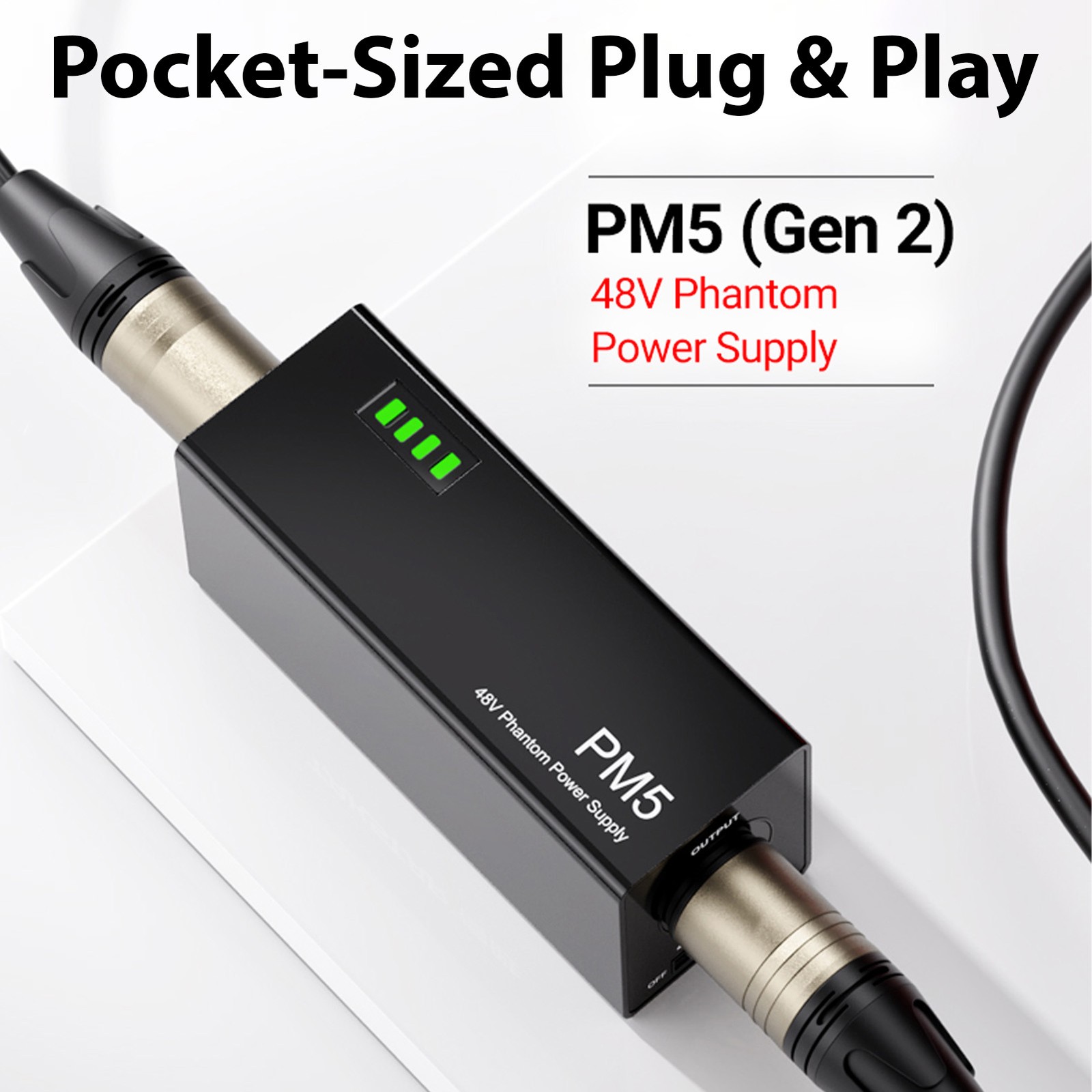 Portable Phantom Power Supply For Condenser Microphones Mic Preamp