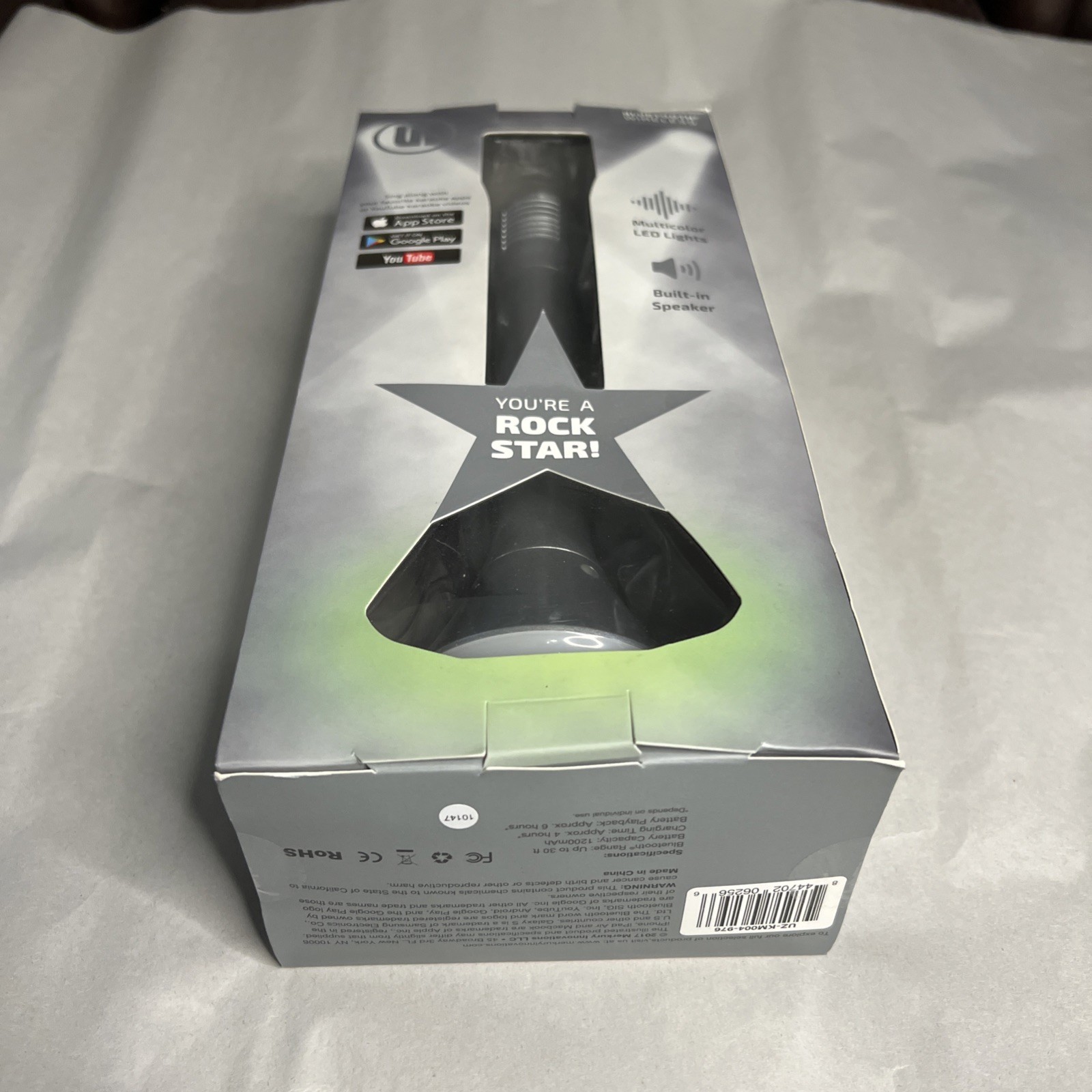 Rock Star Stage Karaoke Mic / Bluetooth / LED Lights / Built In Speaker