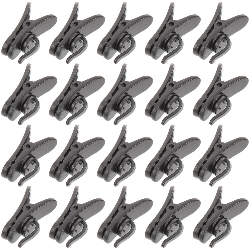 20Pcs Black Reusable Microphone Holder Clips ABS Material for Collar Use