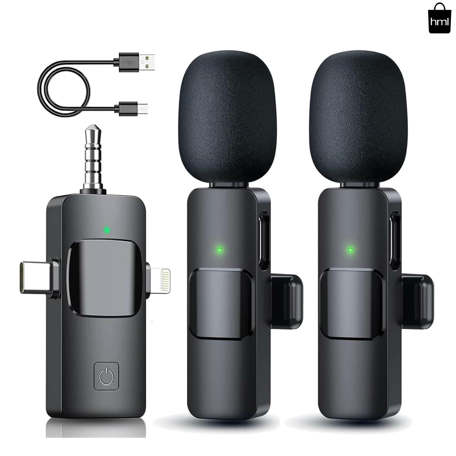 3 in 1 Wireless Lavalier Microphone for iPhone, Android, Camera, 12Hour Batte…