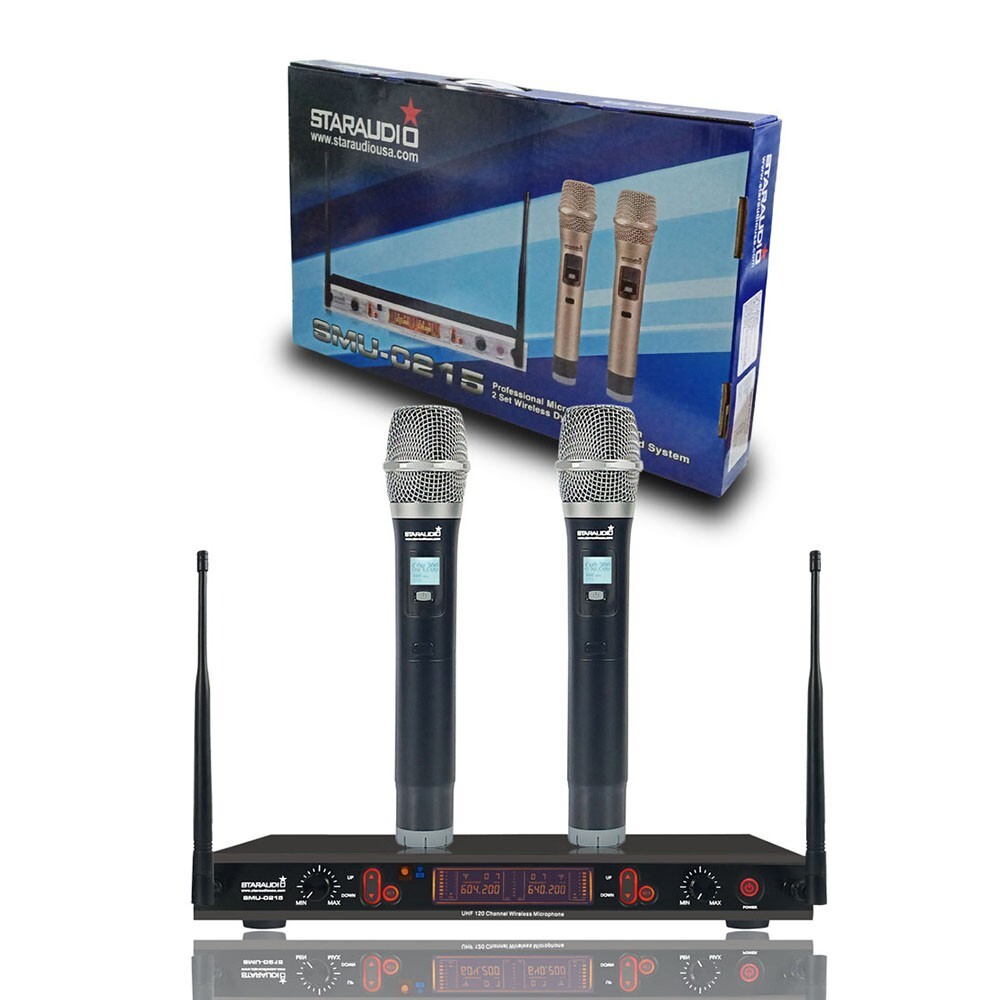 Dual Channel Wireless Microphone System Audio IR Microphone UHF Handheld KTV Mic