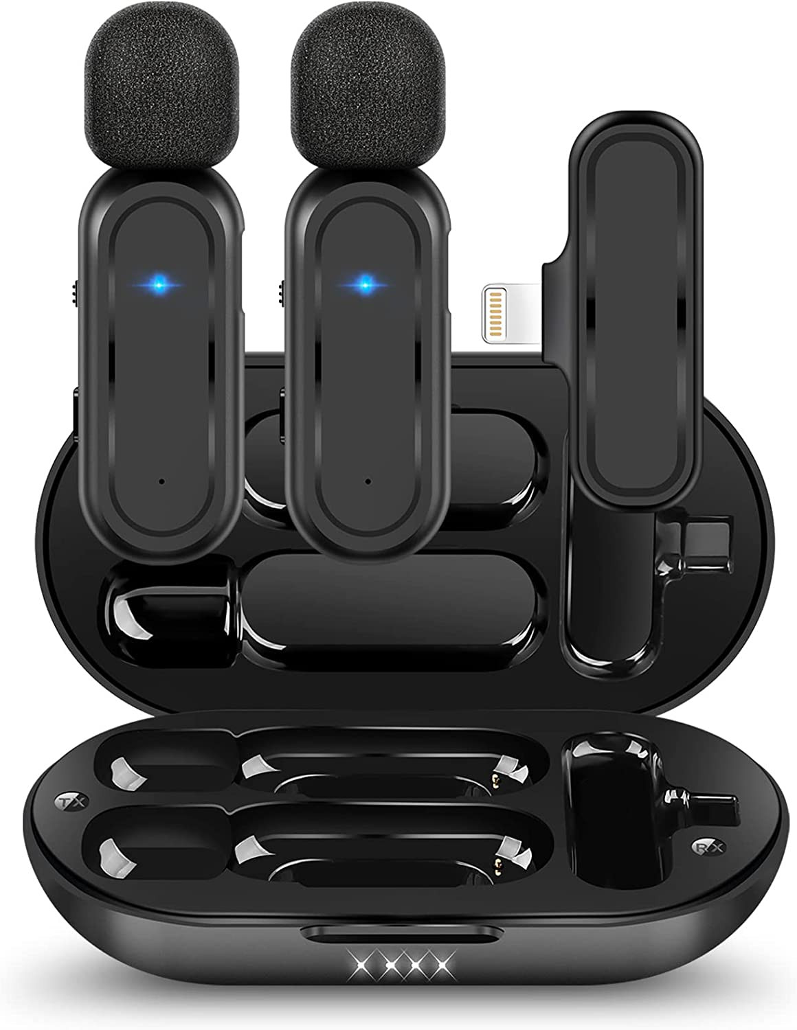 2 Pack Wireless Lavalier Microphone for Iphone Ipad with Charging Case – Ecomxia
