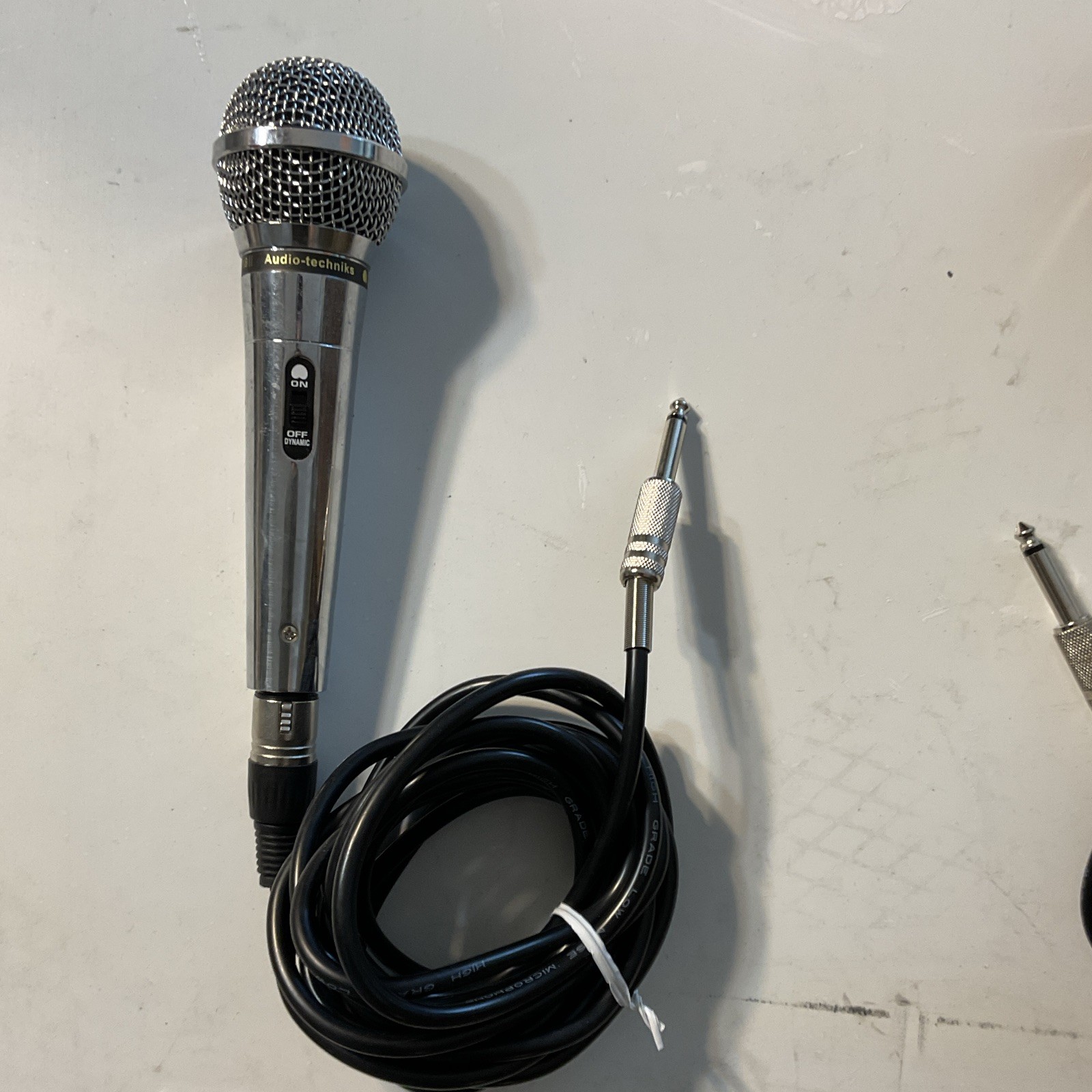 Audio-Technica Dynamic Unidirectional Wired Handheld Mic 1/4in TS Silver 15’cabl