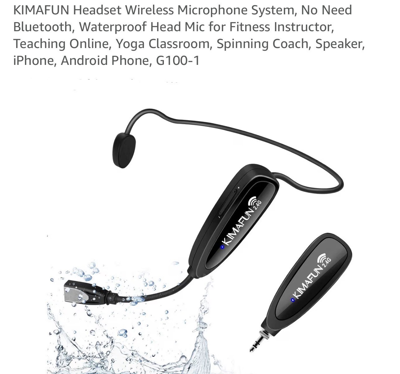 KIMAFUN Headset Wireless Microphone System, No Need Bluetooth G100-1