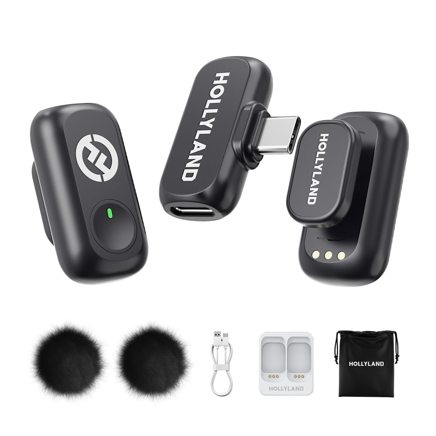 Hollyland Lark A1 Wireless Microphone for iPhone & Mini Duo (USB-C RX), Black
