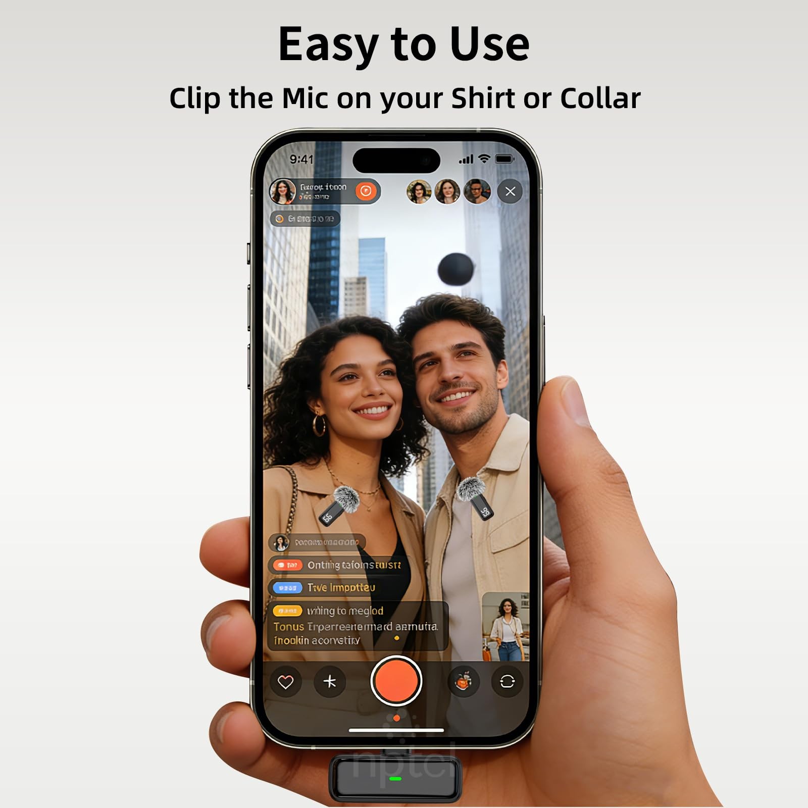 Wireless Lavalier Microphone for iPhone iPad Android, Mini USB C Mic