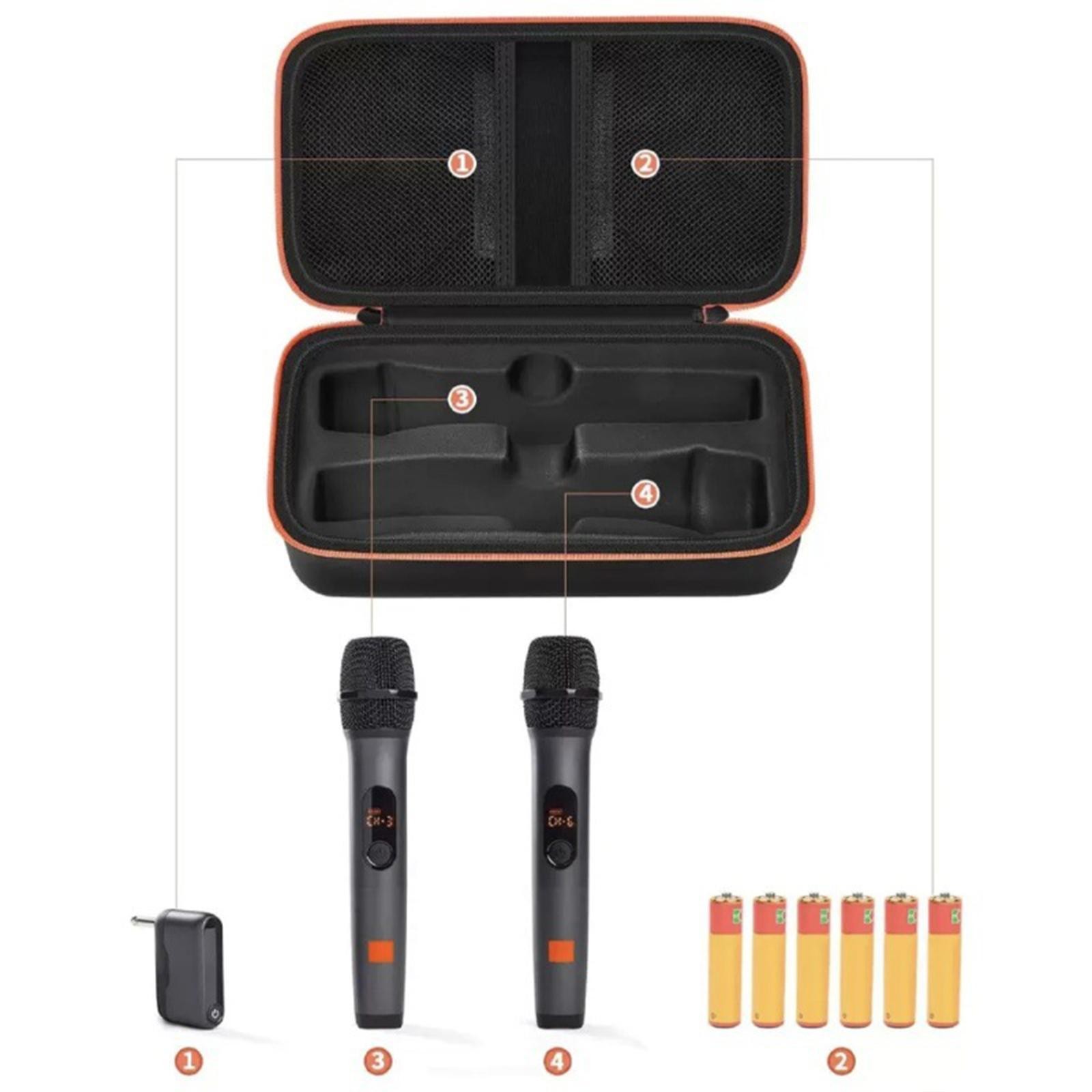 Cordless Double Microphone Carrying Case with Smooth Zipper EVA Storage Box