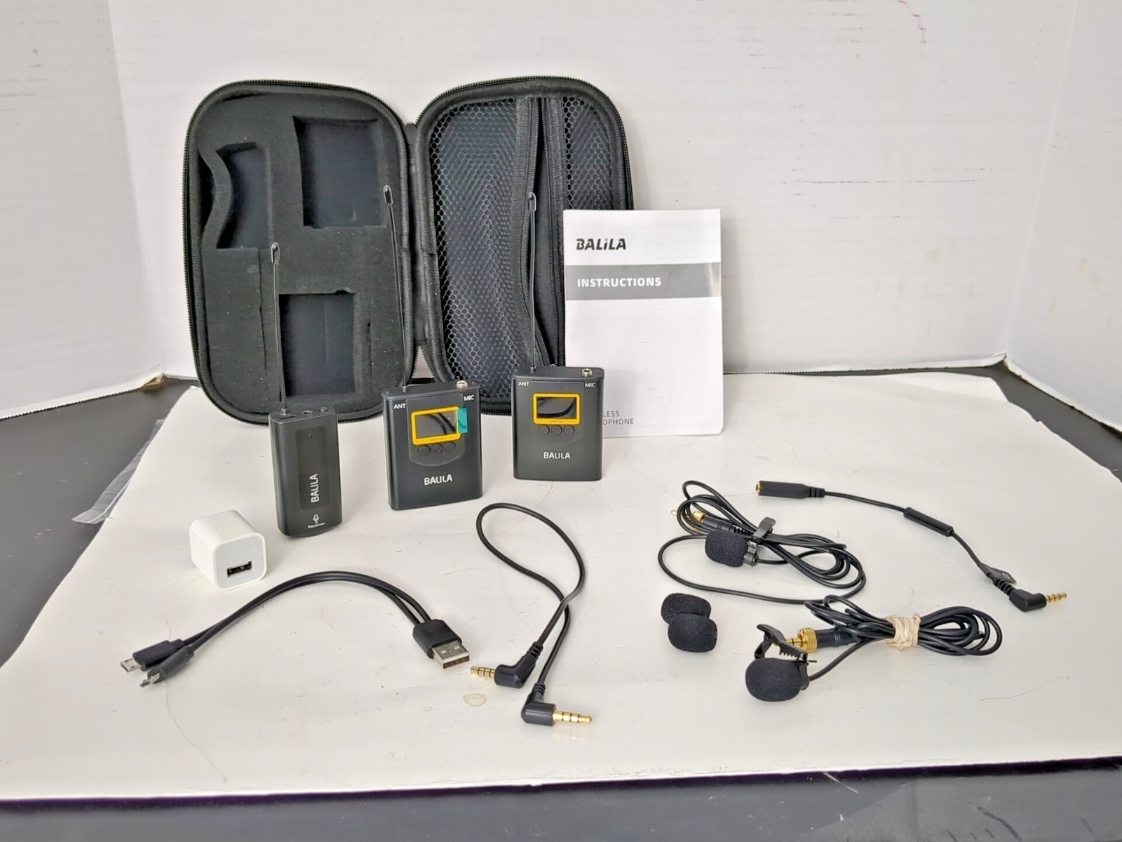 BALILA UHF Wireless Lavalier Microphone System Lapel wit recharge receiver usb