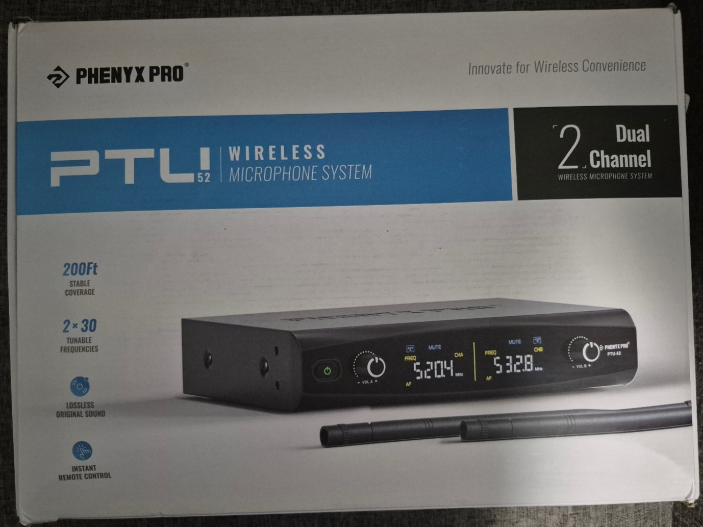 Phenyx Pro Wireless Microphone System, Metal Wireless Mic Set Handheld PTU-52-2H