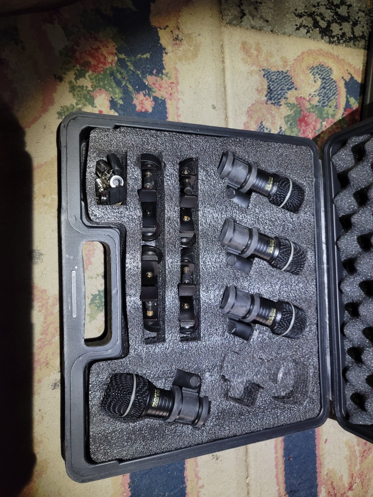 5 CORE Drum Microphone Kit Silver Dynamic Wired XLR Set W/ Case Mounts Studio