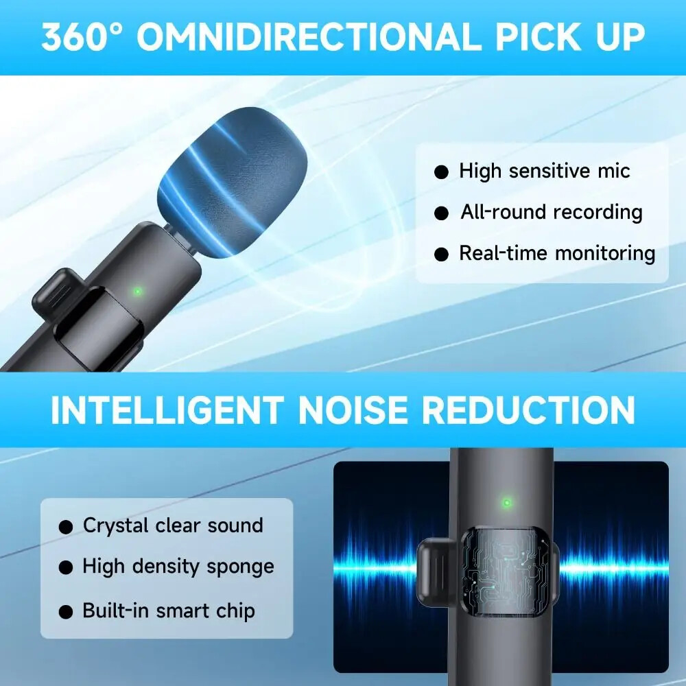 New Portable Wireless Lavalier Microphone For iPhone/Android/Samsung K9…