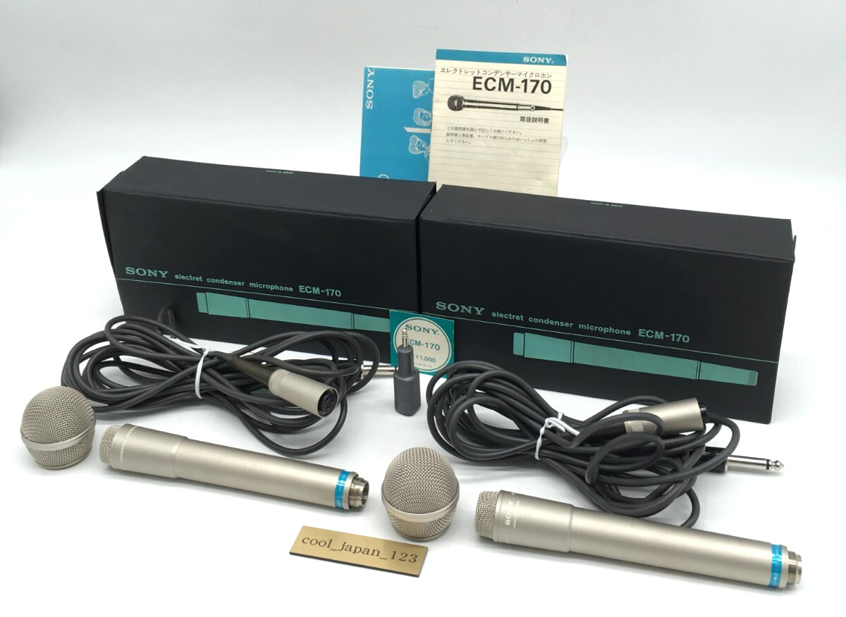 Sony ECM-170 Electret Condenser Microphones Pair Tested w/ Boxes & Manuals