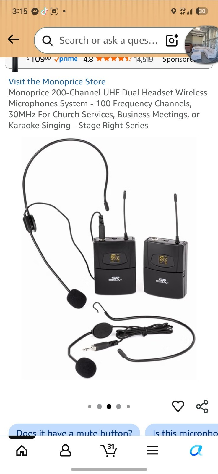 Monoprice 200-Channel UHF Dual Handheld Wireless Microphones System 262-ft Range