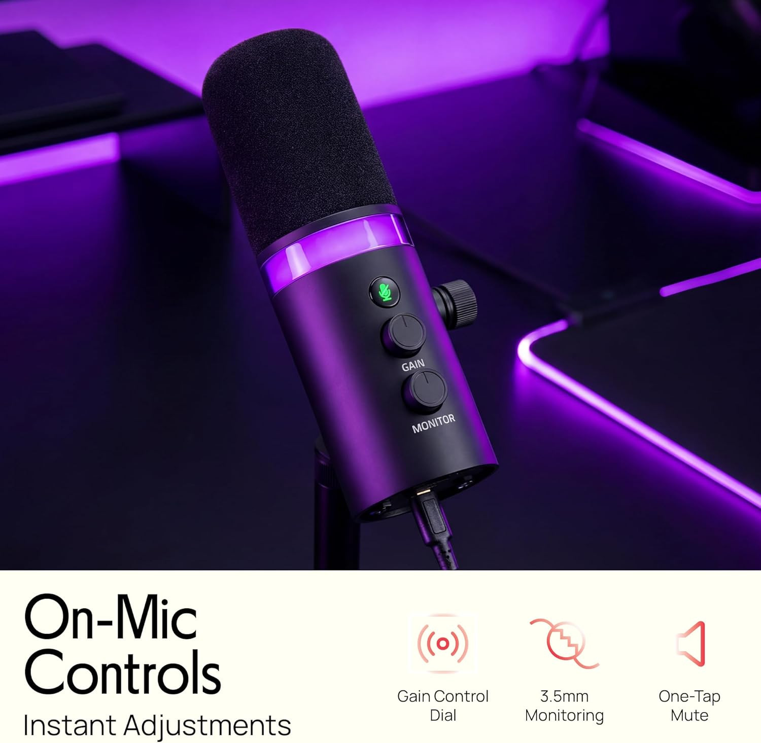 Dynamic Microphone, Dual Input USB/XLR Podcast Recording, PC Streaming Studio Mi