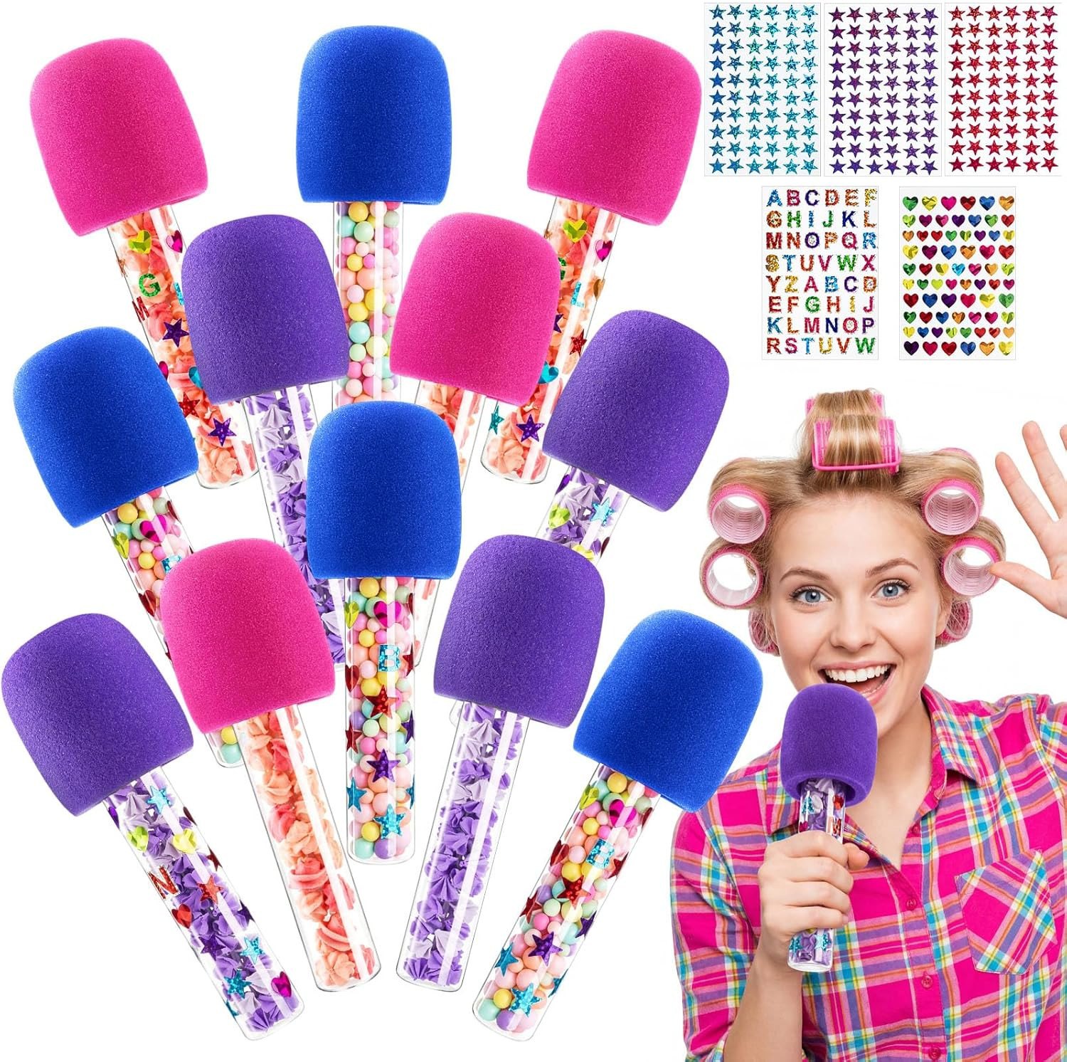 12 Pcs Microphone Candy Tubes Microphone Star Toy Multicolor Plastic Fake Prop w
