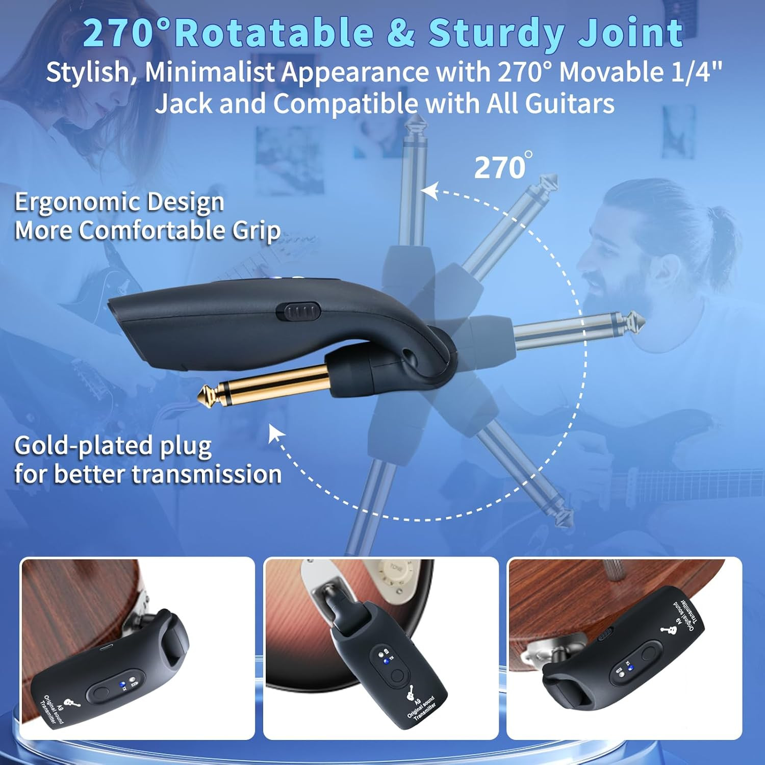 Sistema Inalambrico Para Guitarra Receptor De Transmisor Audio Recargable 2.4Ghz