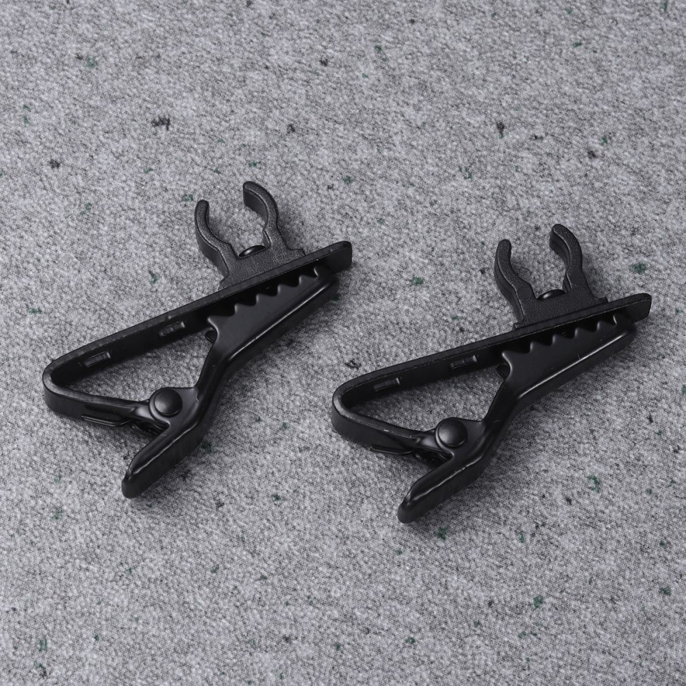 10Pcs Compact Black Microphone Lapel Clips Durable Iron Clip for Online Karaoke