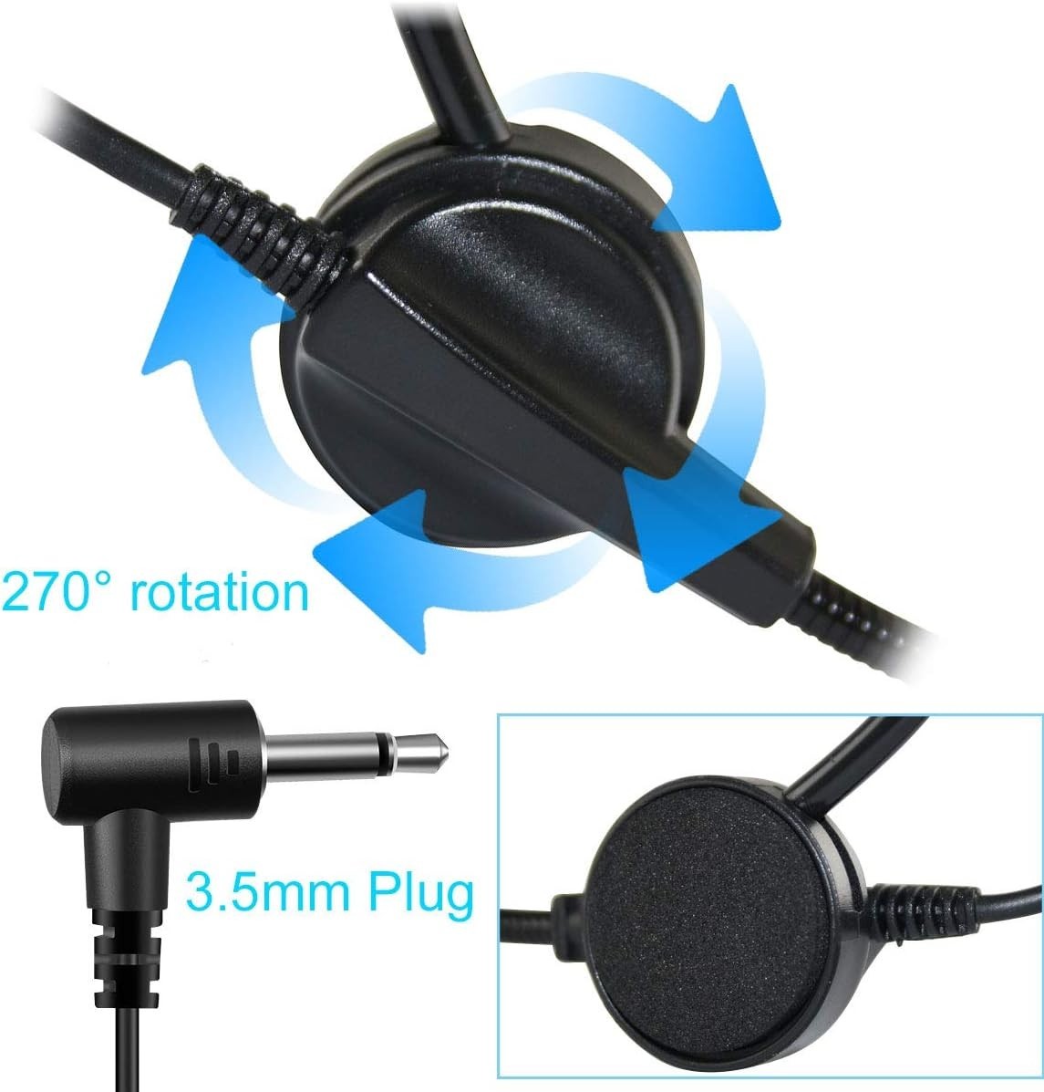 EXMAX® 3.5MM Head-Mounted Headworn Condenser Wired Microphone for ATG-100T(MIC)