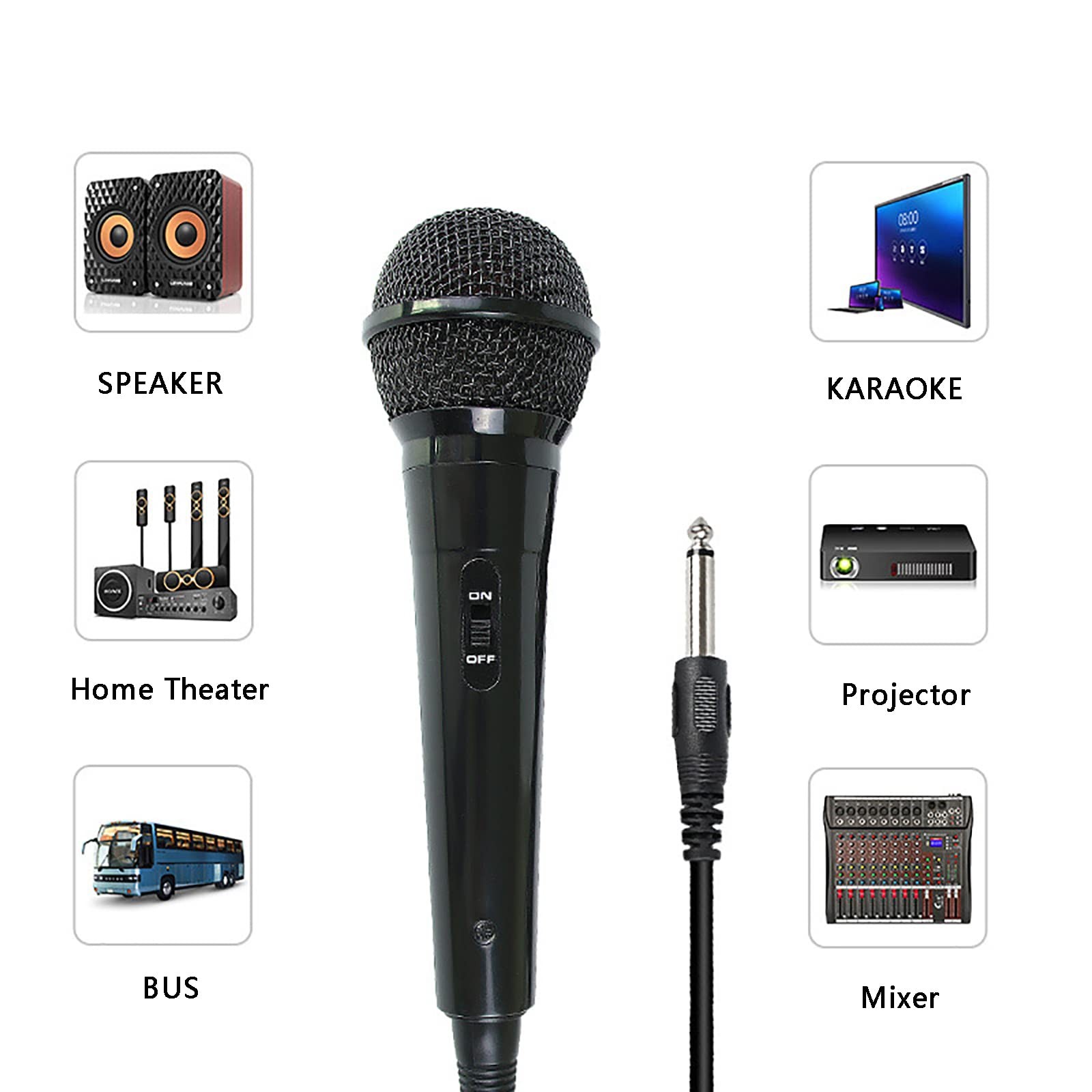 Wired Dynamic Microphone with 6.5mm Plug and 3-Meter Cable for Karaoke and Pe…