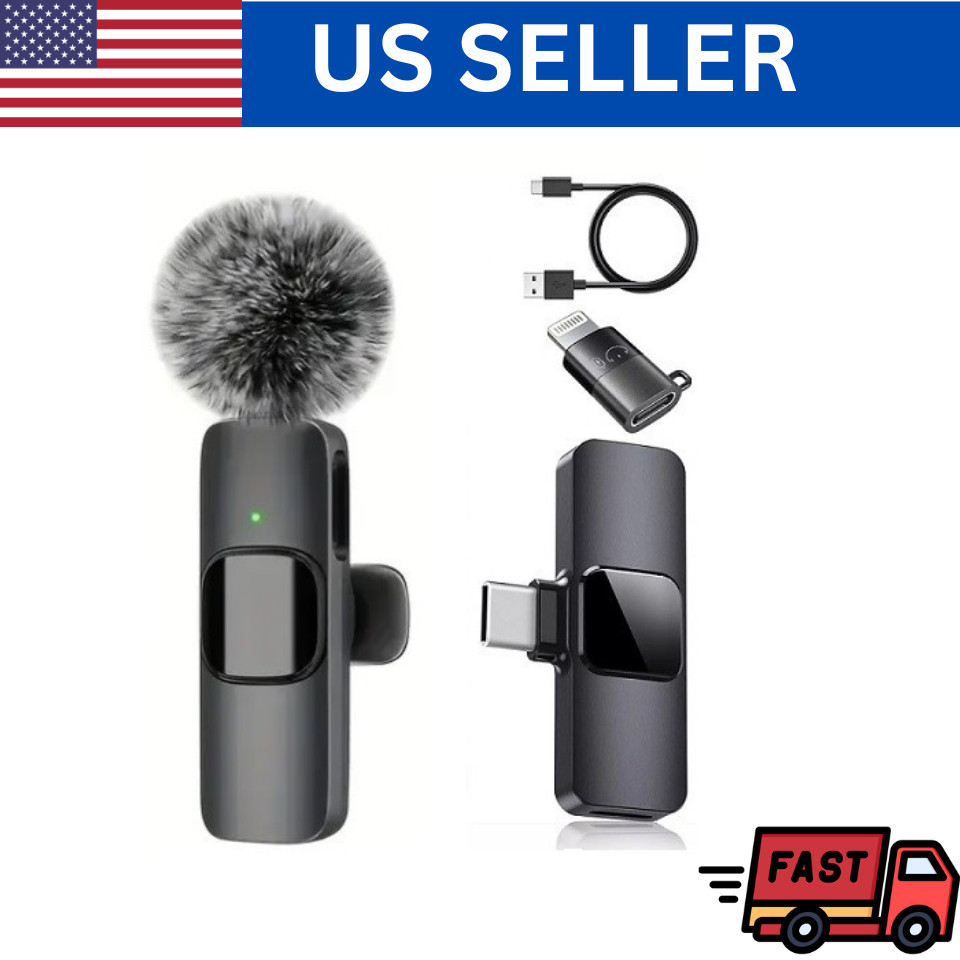 Wireless Lavalier Microphone Audio Video Recording Mini Mic For Android, iPhone