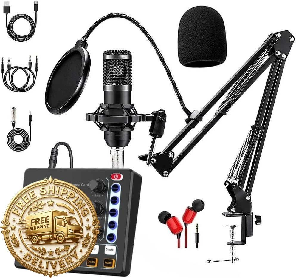 Podcast Equipment Bundle, BM-800 Podcast Microphone Bundle-Voice Changer with li