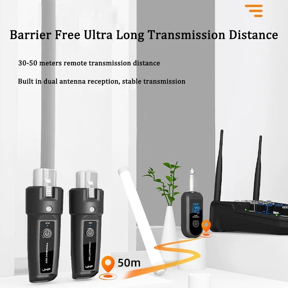 Wired to Wireless Microphone System Converter Transmitter Receiver Rechargeable
