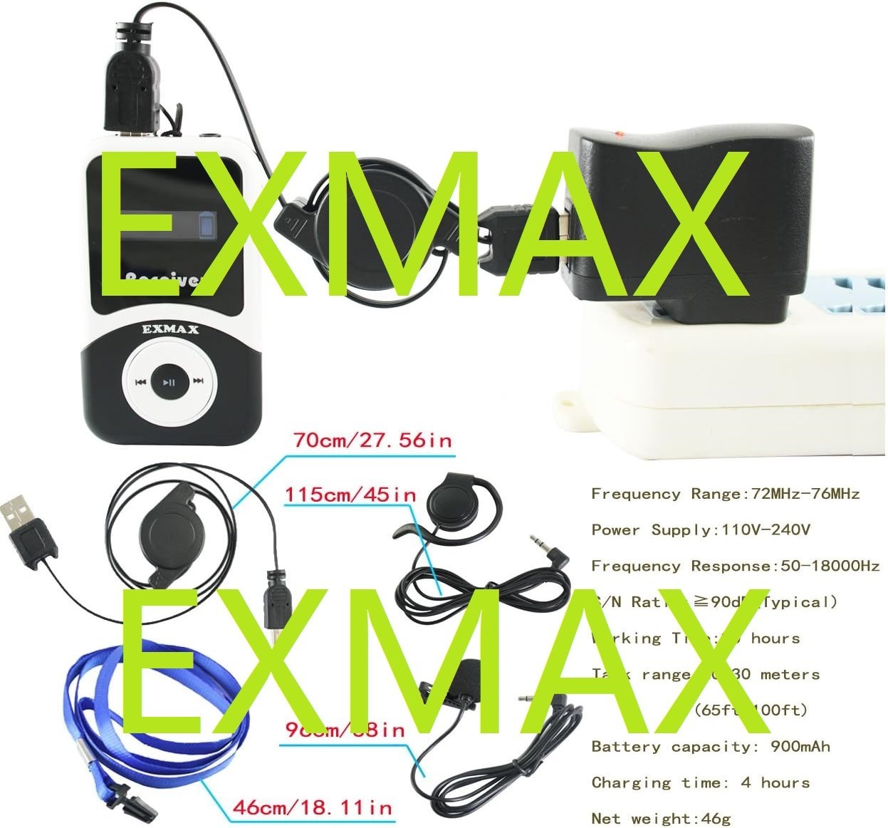 EXMAX EX100 Wireless Tour Guide System for Teaching Silent Travel Interpretation