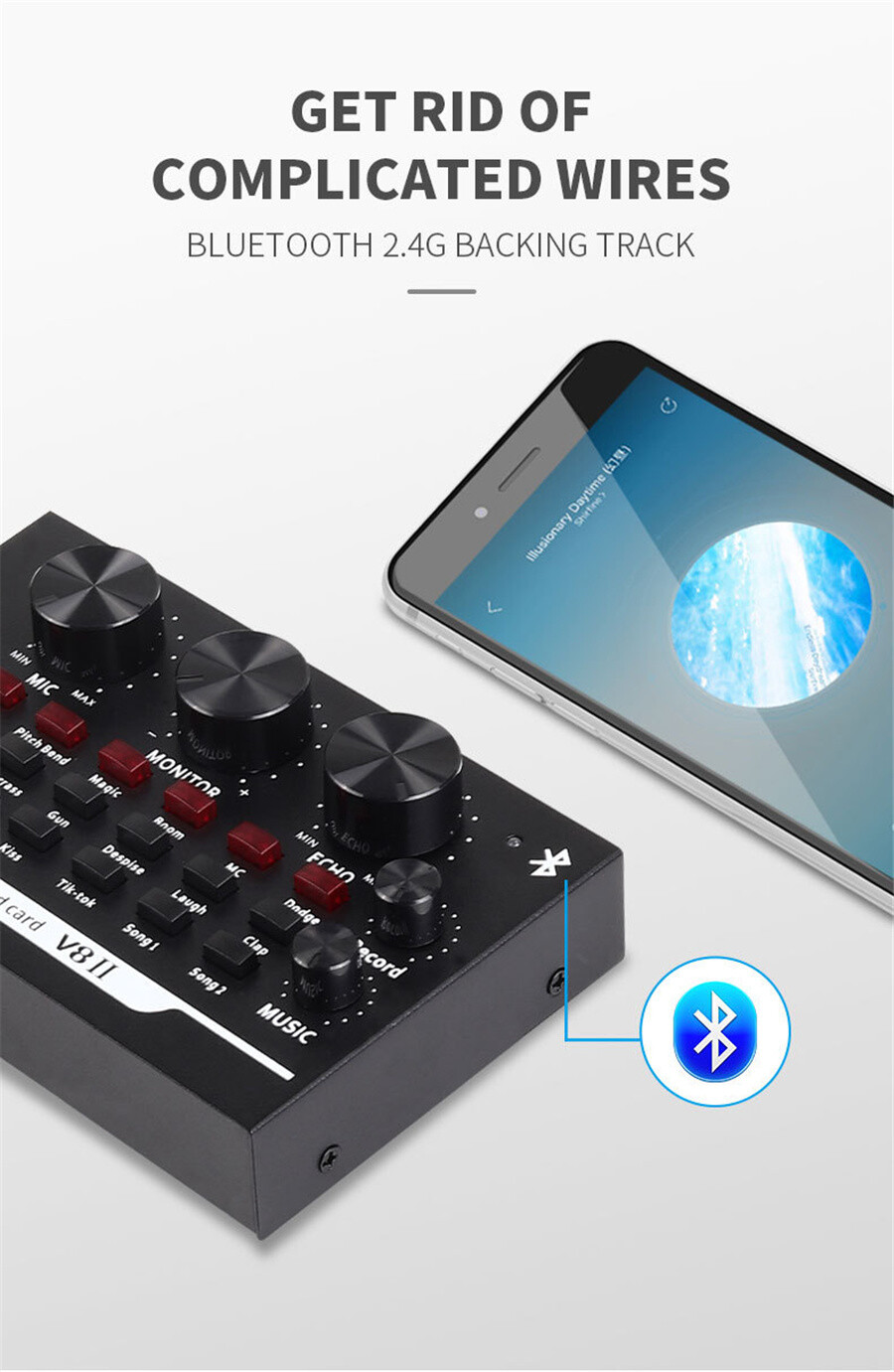 BM800 Bluetooth Studio Condenser Microphone Kit Filter Boom Scissor Arm Stand
