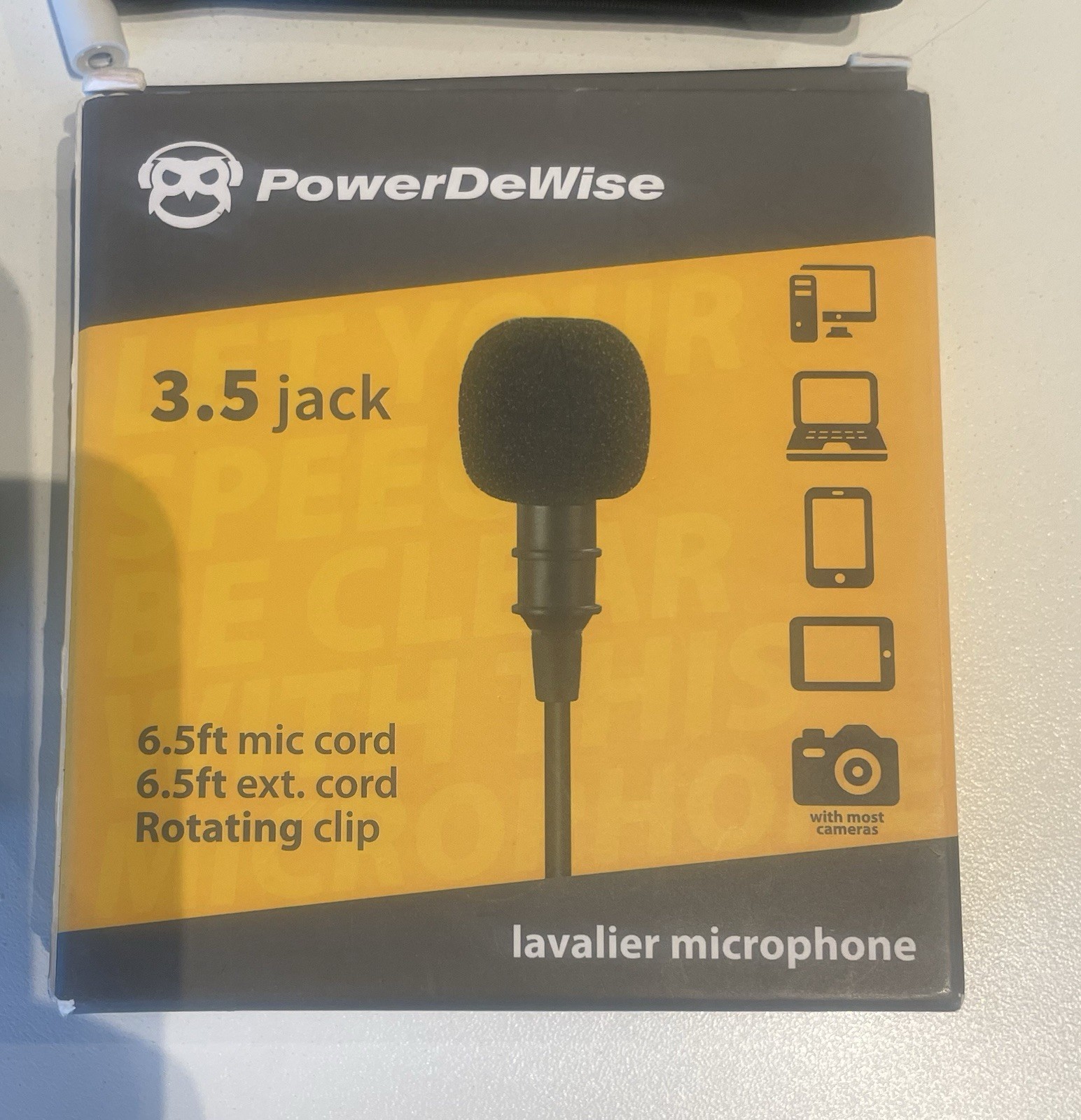 PowerDeWise Lavalier Microphone 3.5 Jack Rotating Clip 6.5 Ft Cord