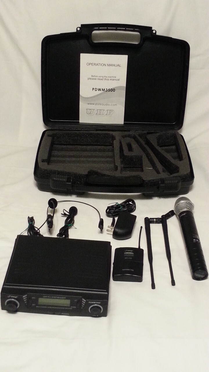 Pyle PDWM3500 UHF Dual Channel Wireless Microphone Receiver+MIC LCD Transmitter