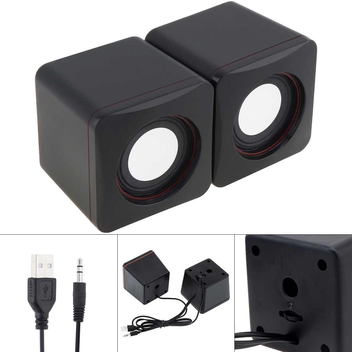 Notebook Stereo Speaker 2 Channel with Volume Control & 3.5 mm Audio Plug