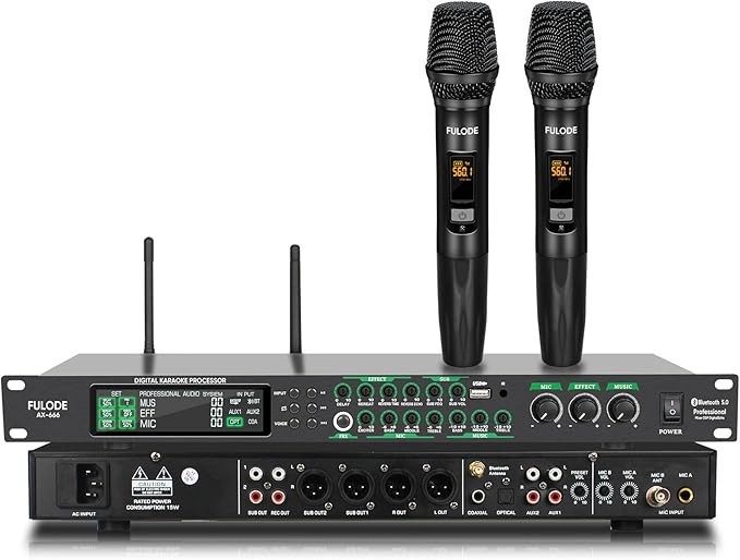 Fulode ax666 Professional Karaoke Processor KTV Mixer with Wireless Microphone