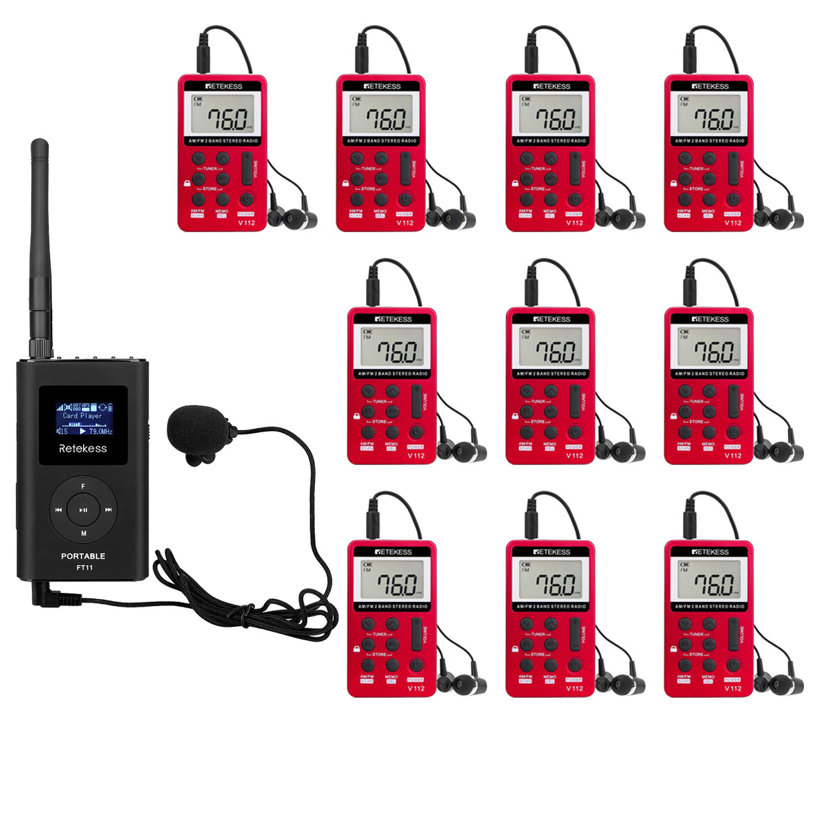 Wireless Assisted Listening Audio Tour Guide System 10 Receiver Church Factory