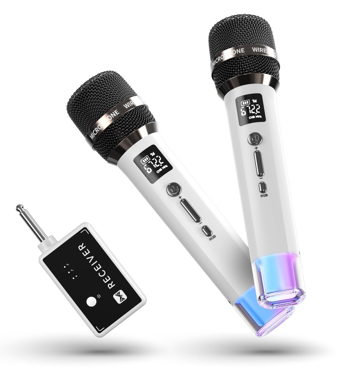 Wireless Microphones, Microphone with One-to-One Chip Connection and LED Ligh…