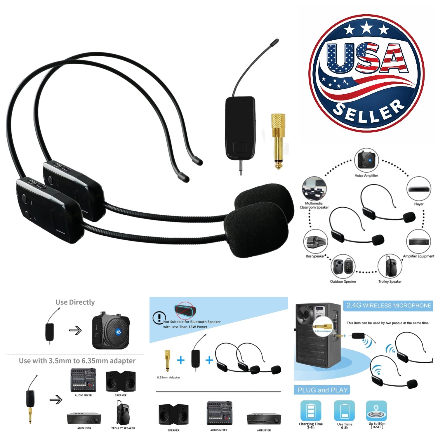 Portable 2.4G Wireless Microphone System for Public Speaking & Fitness Guides